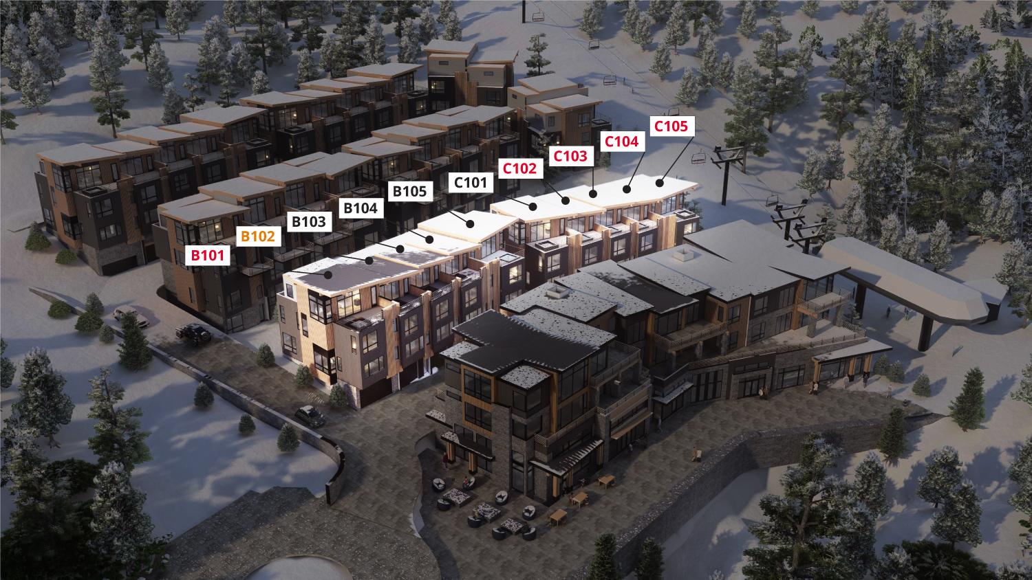 25-0221-SITE-PLAN-RENDERING-_-PHASE-1-UNITS_lit Powder Peak Whitefish